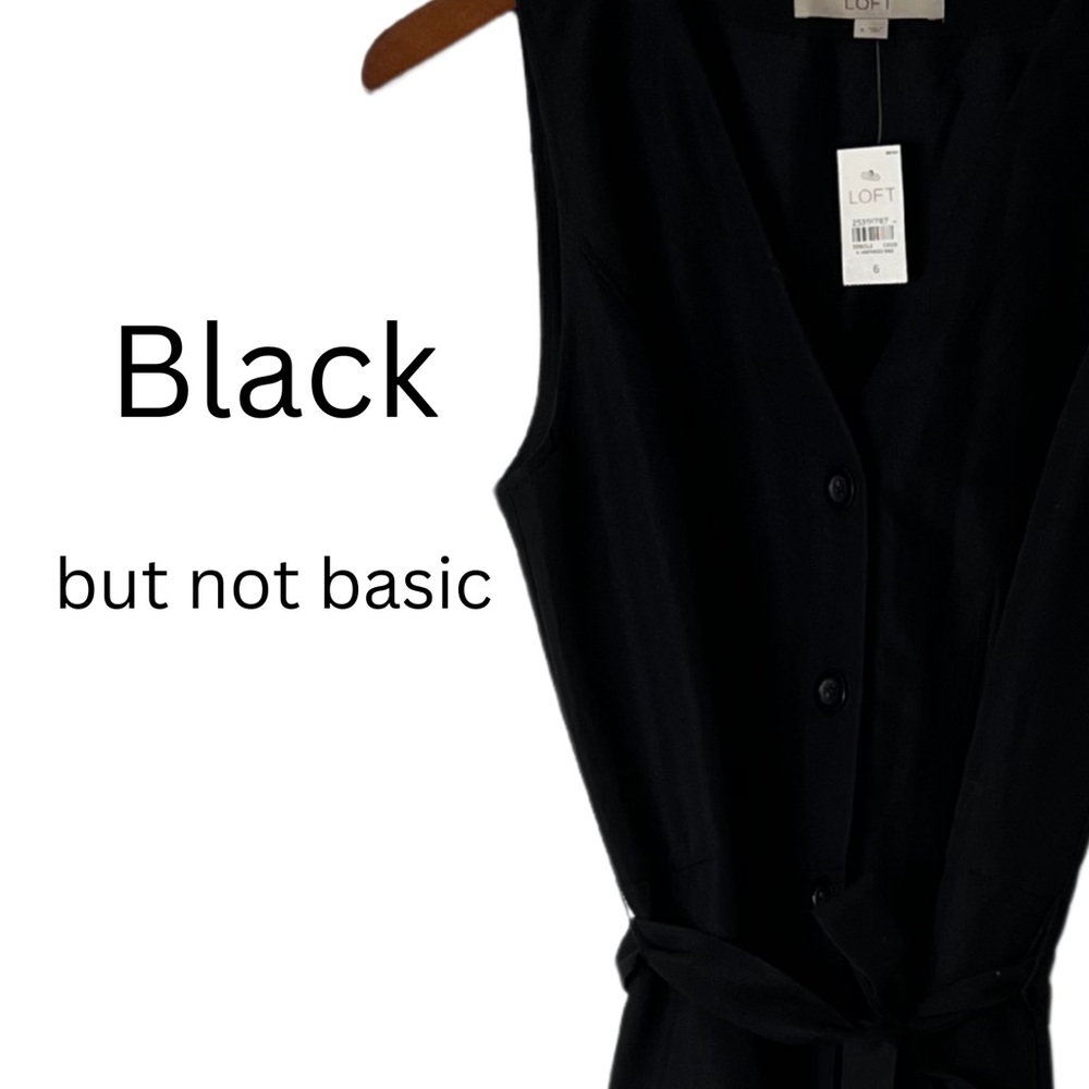 LOFT Black button front Sleeveless Dress